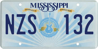 MS license plate NZS132