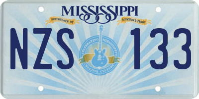 MS license plate NZS133