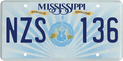MS license plate NZS136