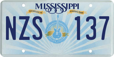 MS license plate NZS137