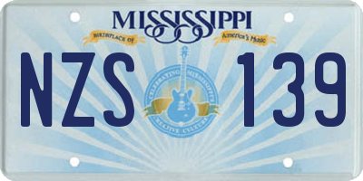 MS license plate NZS139