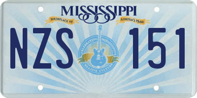MS license plate NZS151