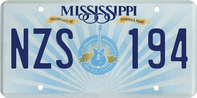 MS license plate NZS194