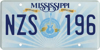 MS license plate NZS196