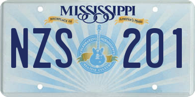 MS license plate NZS201