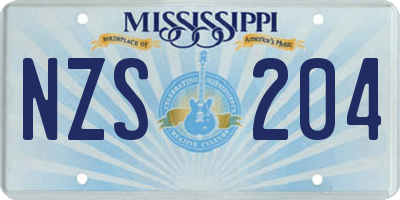 MS license plate NZS204