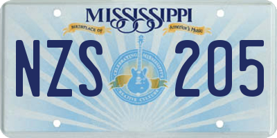 MS license plate NZS205