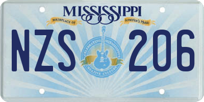 MS license plate NZS206