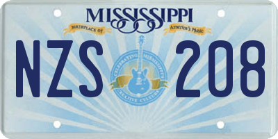 MS license plate NZS208
