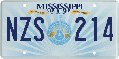 MS license plate NZS214