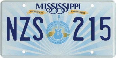 MS license plate NZS215