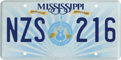 MS license plate NZS216