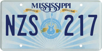 MS license plate NZS217