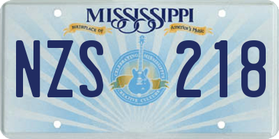 MS license plate NZS218