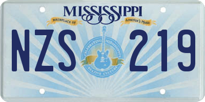 MS license plate NZS219