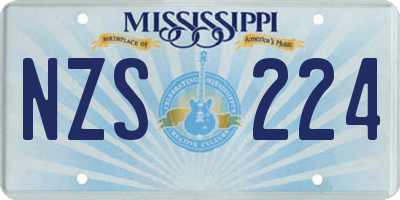 MS license plate NZS224