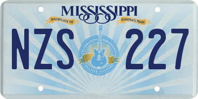 MS license plate NZS227