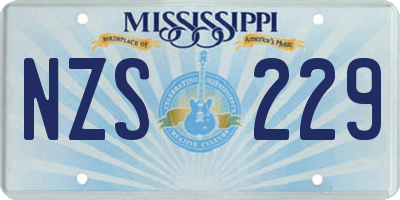 MS license plate NZS229