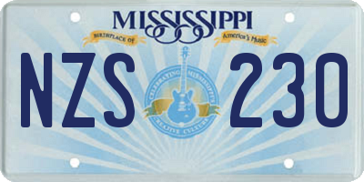 MS license plate NZS230