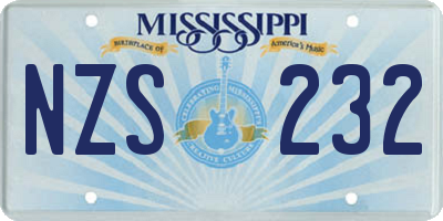 MS license plate NZS232