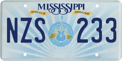 MS license plate NZS233