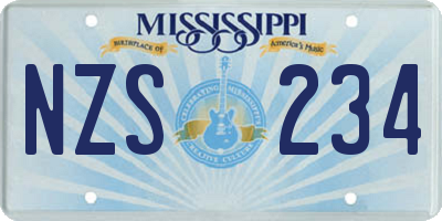 MS license plate NZS234