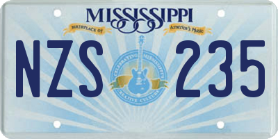 MS license plate NZS235