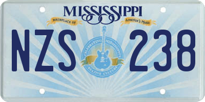 MS license plate NZS238