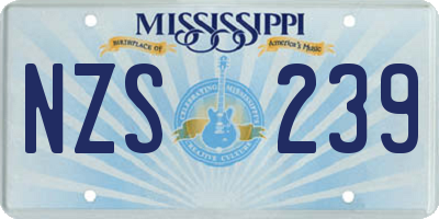 MS license plate NZS239