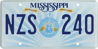 MS license plate NZS240