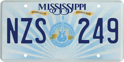 MS license plate NZS249