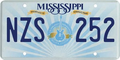 MS license plate NZS252
