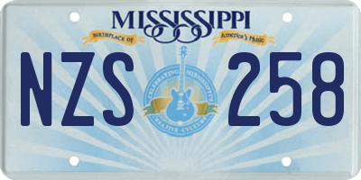 MS license plate NZS258