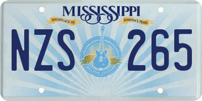 MS license plate NZS265