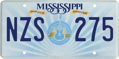 MS license plate NZS275
