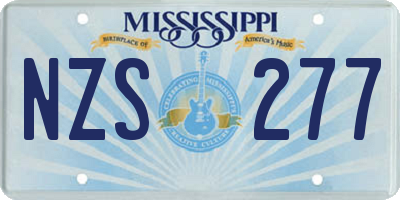 MS license plate NZS277