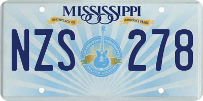 MS license plate NZS278