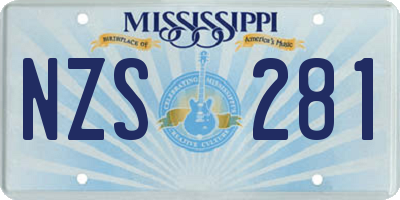 MS license plate NZS281