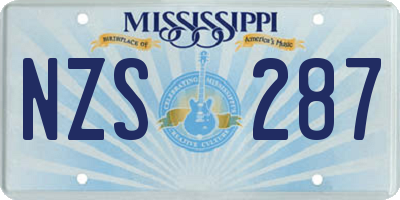 MS license plate NZS287