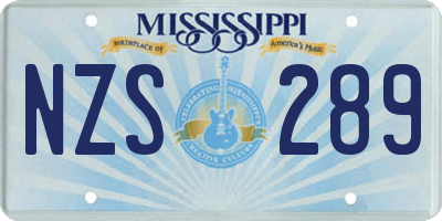MS license plate NZS289
