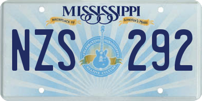 MS license plate NZS292