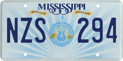 MS license plate NZS294