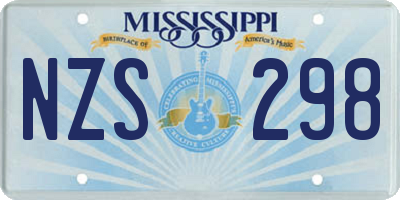 MS license plate NZS298
