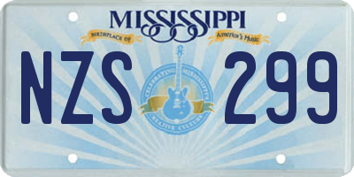 MS license plate NZS299