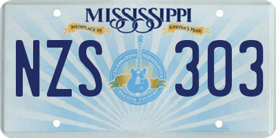 MS license plate NZS303