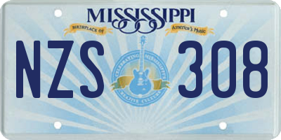 MS license plate NZS308