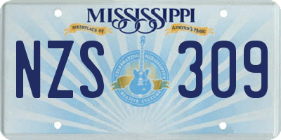 MS license plate NZS309