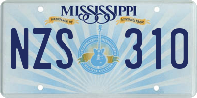 MS license plate NZS310