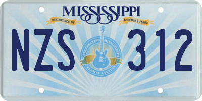 MS license plate NZS312