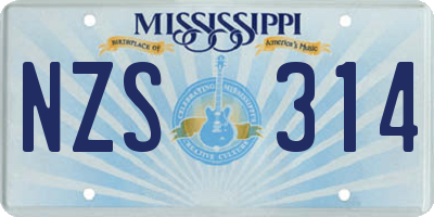 MS license plate NZS314